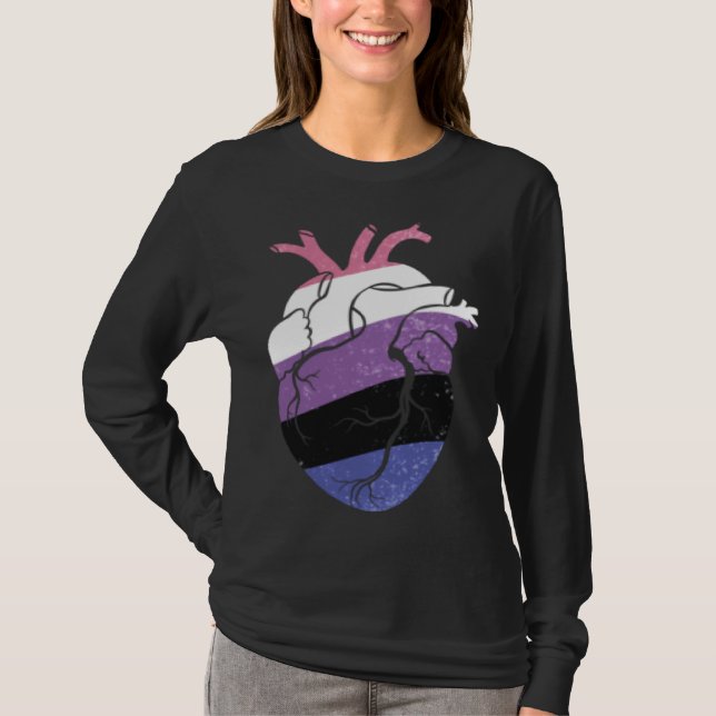 Genderfluid Pride Heart Flag T-Shirt (Front)