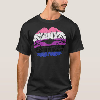 Genderfluid Pride Lips Kiss Flag NonBinary Enby LG T-Shirt