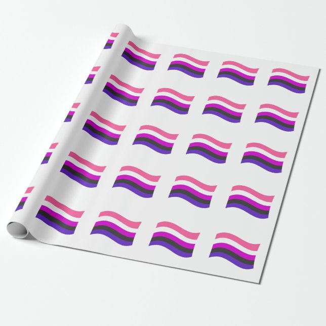 Genderfluid Pride Wavy Flag Wrapping Paper (Unrolled)