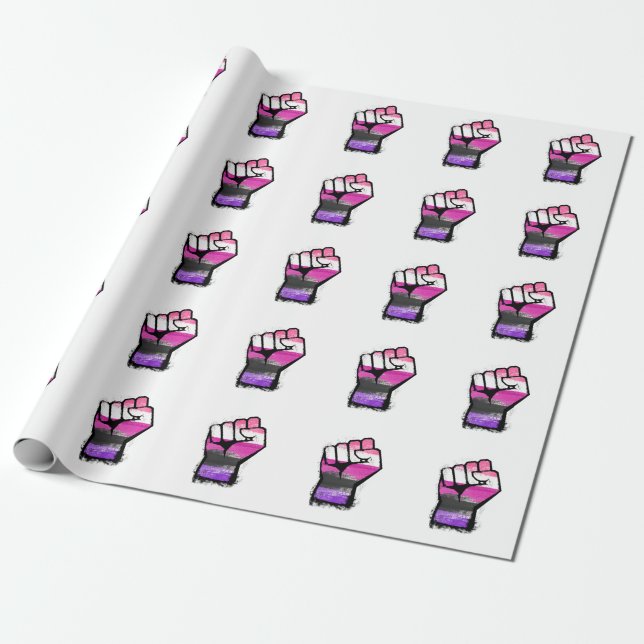 Genderfluid Protest Fist Wrapping Paper (Unrolled)