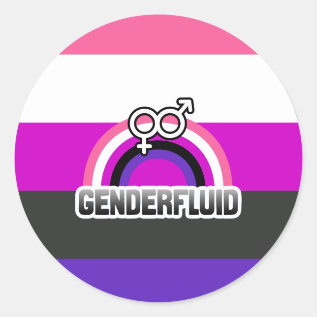 GENDERFLUID RAINBOW CLASSIC ROUND STICKER (Front)