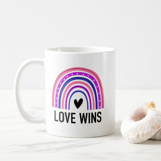 Genderfluid Rainbow Love Wins Coffee Mug (With Donut)
