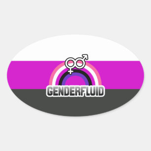 GENDERFLUID RAINBOW OVAL STICKER