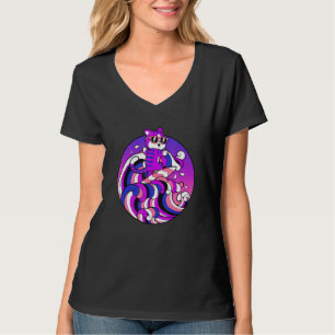 Genderfluid Surfing Cat Gender Fluid Pride Flag 1 T-Shirt