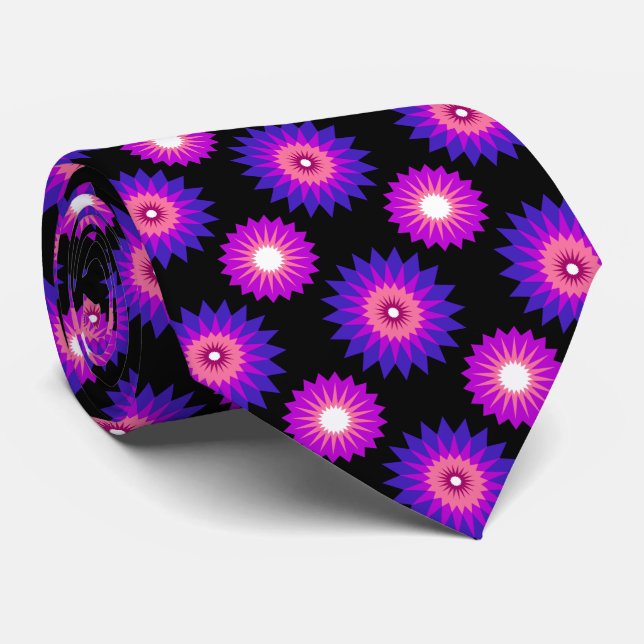 Genderfluidity pride flag / black flower pattern tie (Rolled)