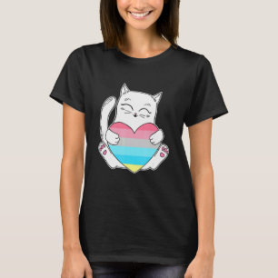 Genderflux Heart Cat Nonbinary Gender T-Shirt