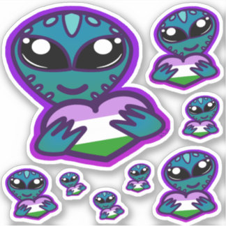 Genderqueer and Proud Alien Stickers