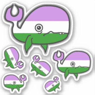 Genderqueer Anxious but Proud Whale Sticker Sheet