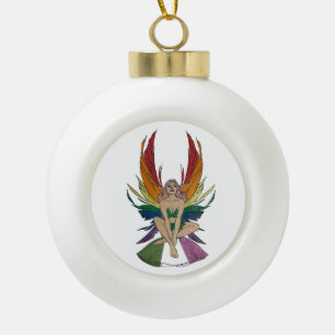 Genderqueer Faerie Ceramic Ball Christmas Ornament