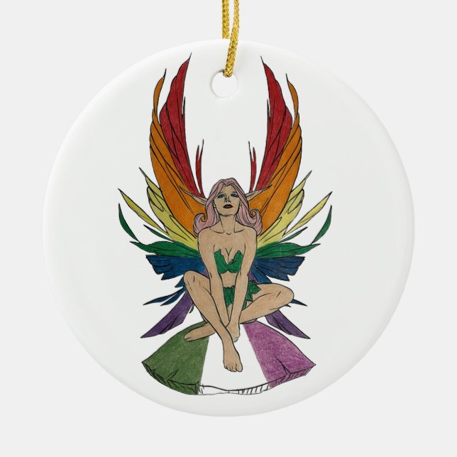 Genderqueer Faerie Ceramic Tree Decoration (Front)