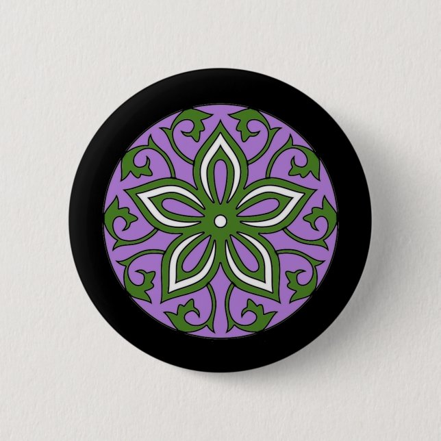 Genderqueer Flag Colours Floral Mandala LGBT 6 Cm Round Badge (Front)