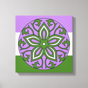 Genderqueer Flag Colours Floral Mandala LGBT Canvas Print