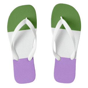 Genderqueer Flag Colours LGBTQ+ Pride Flip Flops