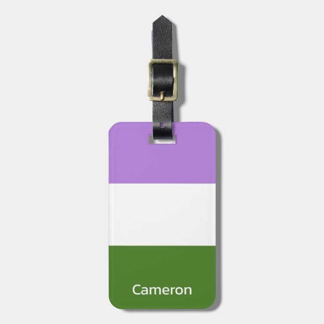 Genderqueer Flag Personalised Luggage Tag (Front Vertical)