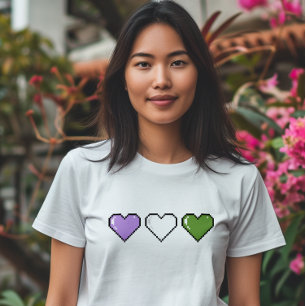 Genderqueer Flag Pixel Heart T-Shirt