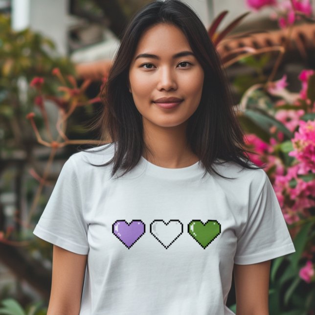 Genderqueer Flag Pixel Heart T-Shirt (Creator Uploaded)
