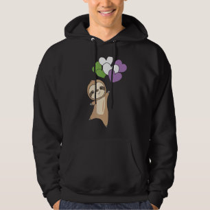 Genderqueer Flag Pride Lgbtq Balloon Hearts Sloth Hoodie