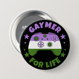 Genderqueer Gaymer For Life Video Game Controller 7.5 Cm Round Badge
