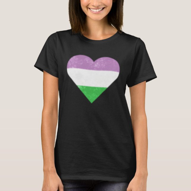 Genderqueer Heart Minimalism T-Shirt (Front)