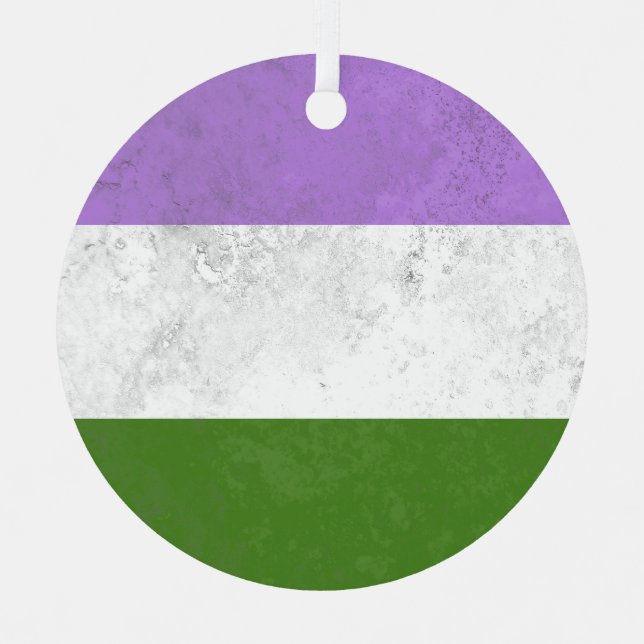 Genderqueer Metal Tree Decoration (Front)
