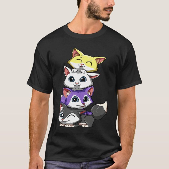 Genderqueer Nonbinary Pride LGBTQ Foxes T-Shirt (Front)