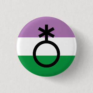 Genderqueer Nonbinary Symbol 3 Cm Round Badge