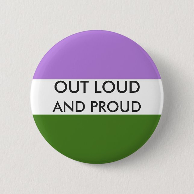 Genderqueer OUT LOUD AND PROUD Button (Front)