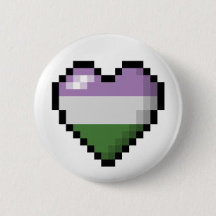 Genderqueer Pixel Heart 6 Cm Round Badge