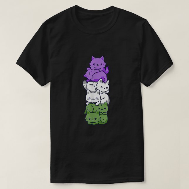 Genderqueer Pride Cat LGBT Gender Queer Flag Cute  T-Shirt (Design Front)