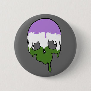 Genderqueer Pride Dripping Skull 6 Cm Round Badge