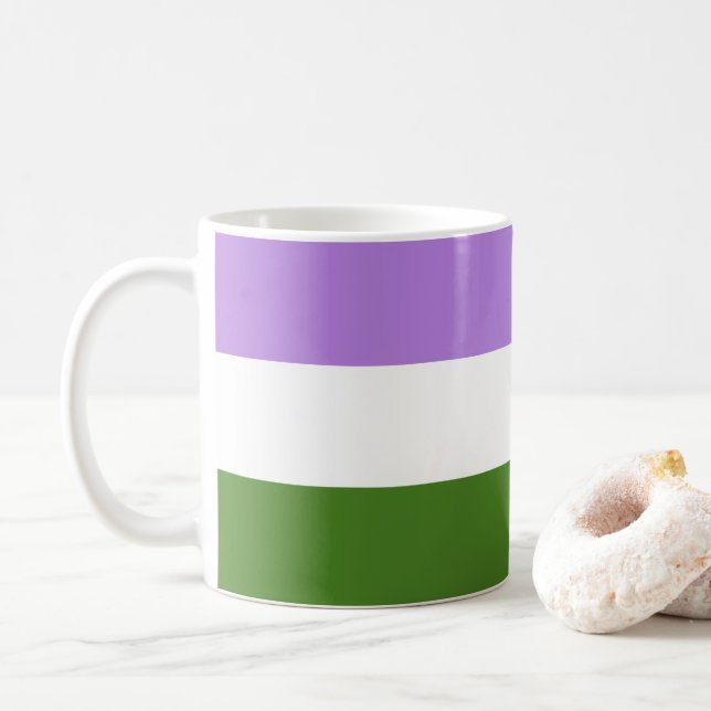 Genderqueer Pride Flag Coffee Mug (With Donut)