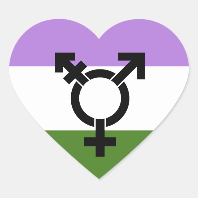 Genderqueer Pride Flag Heart Sticker (Front)