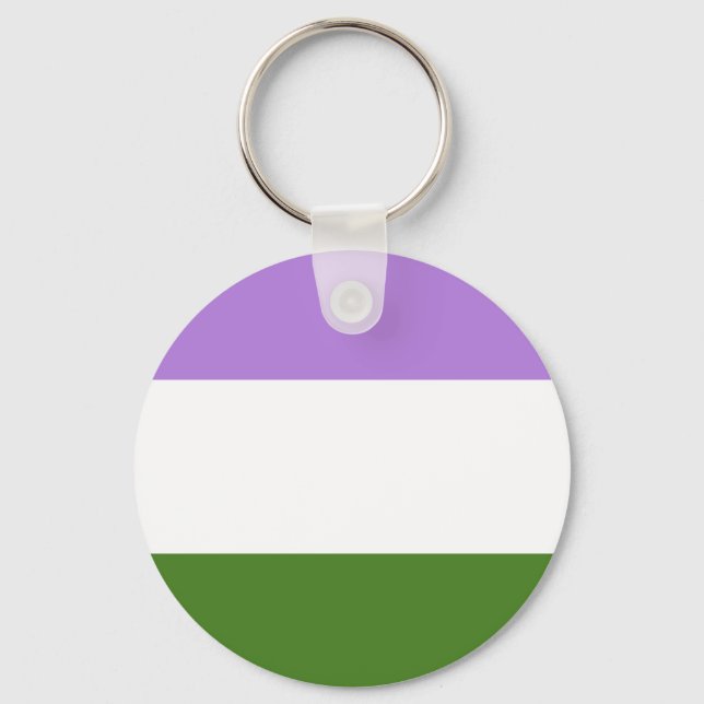 Genderqueer Pride Flag Key Ring (Front)