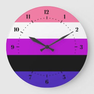 Genderqueer Pride flag Large Clock