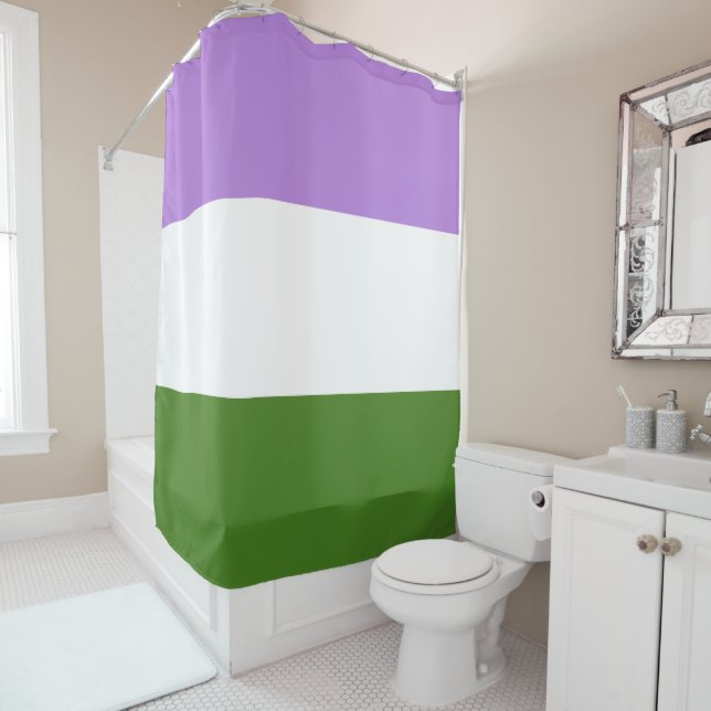 Genderqueer Pride Flag Shower Curtain (In Situ)