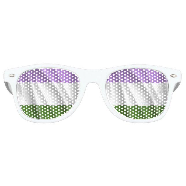 GENDERQUEER PRIDE FLAG WAVY DESIGN -.png Retro Sunglasses (Front)