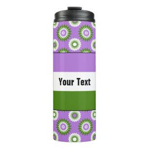 Genderqueer pride flag with a purple flower patter thermal tumbler