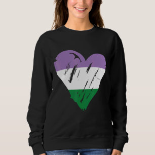 Genderqueer Pride Heart Flag 1 Sweatshirt
