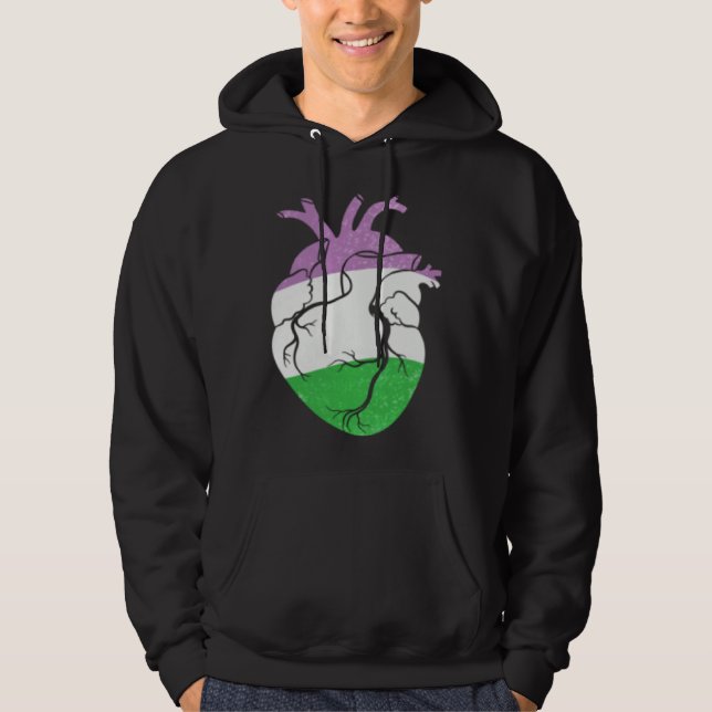 Genderqueer Pride Heart Flag Hoodie (Front)