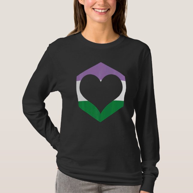 Genderqueer Pride Heart Flag T-Shirt (Front)
