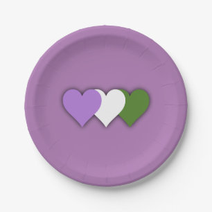 Genderqueer pride hearts paper plate
