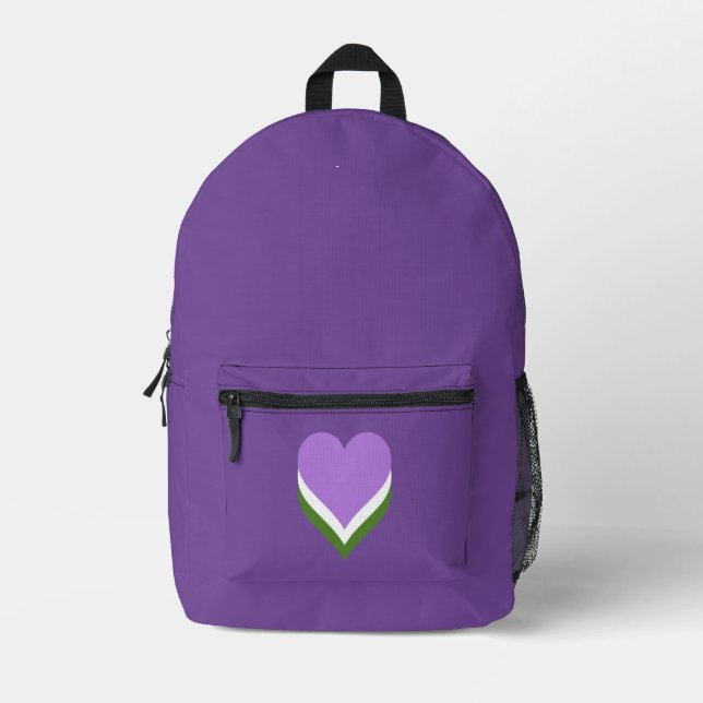 Genderqueer pride hearts  printed backpack (Front)
