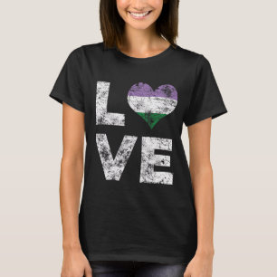 Genderqueer Pride Love Retro Heart Flag T-Shirt