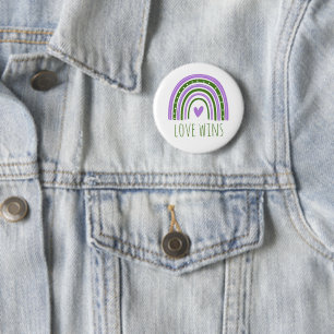 Genderqueer Pride Love Wins LGBT Rainbow Button