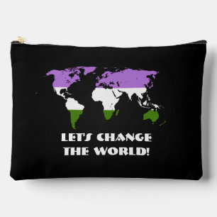 Genderqueer Pride Map of The World Accessory Pouch