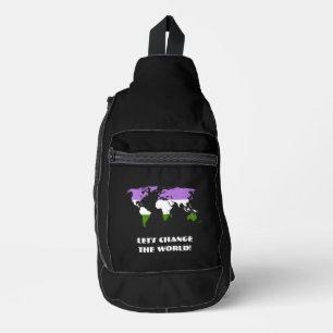 Genderqueer Pride Map of The World Sling Bag