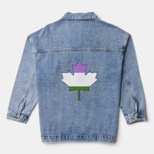 Genderqueer pride maple leaf denim jacket