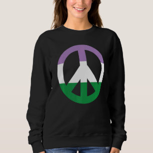 Genderqueer Pride Piece Sign Flag Sweatshirt
