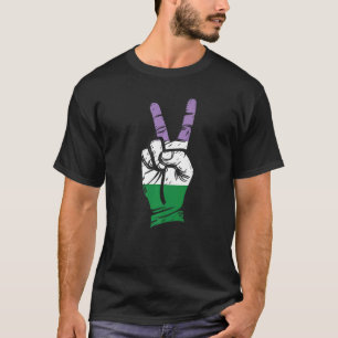 Genderqueer Pride Piece Sign Flag T-Shirt