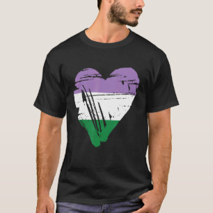 Genderqueer Pride Retro Heart Flag T-Shirt